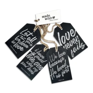 Love Never Fails Wooden Tag Set