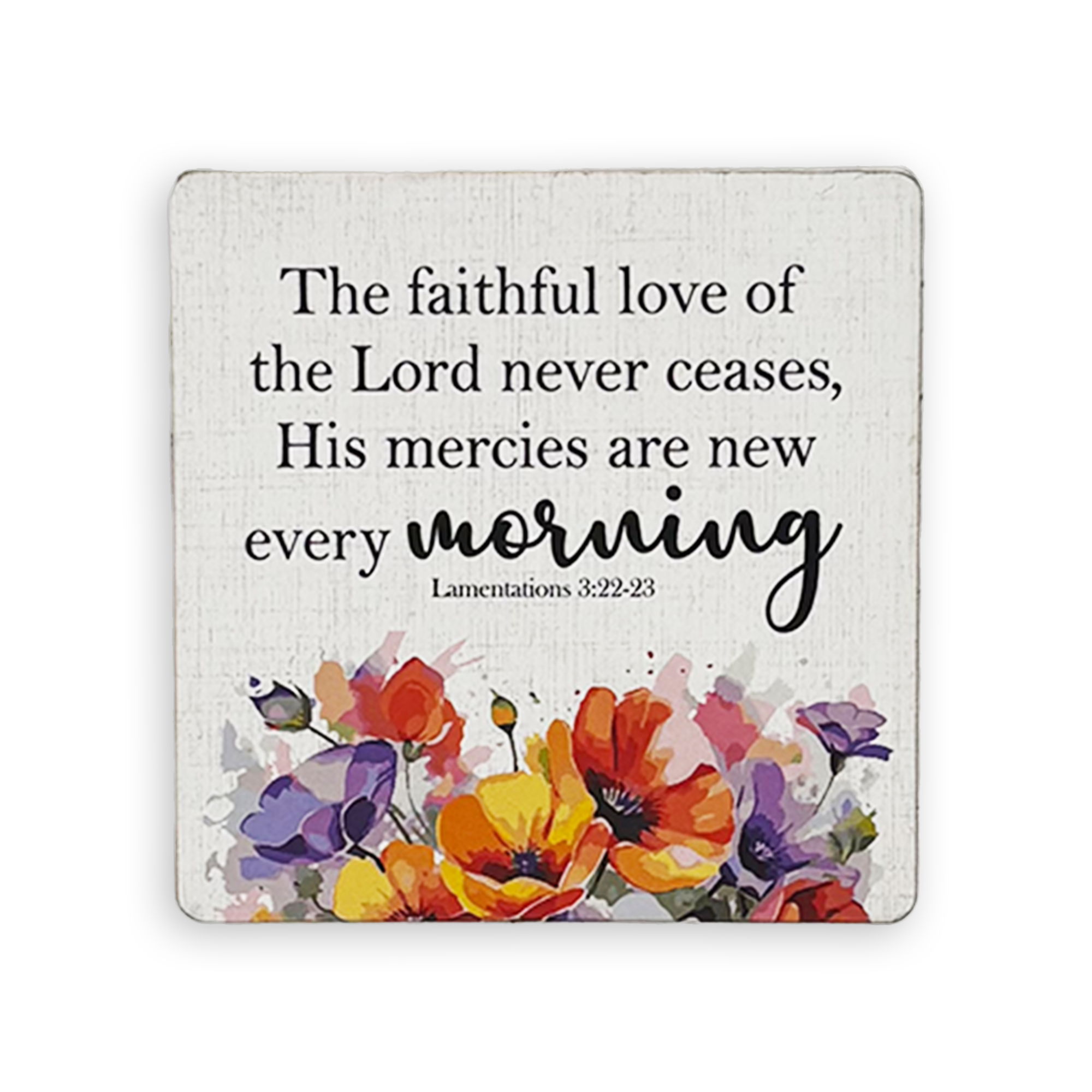 Set of 6 Wooden Coasters – “The Faithful Love of the Lord Never Ceases” (Lamentations 3:22–23)