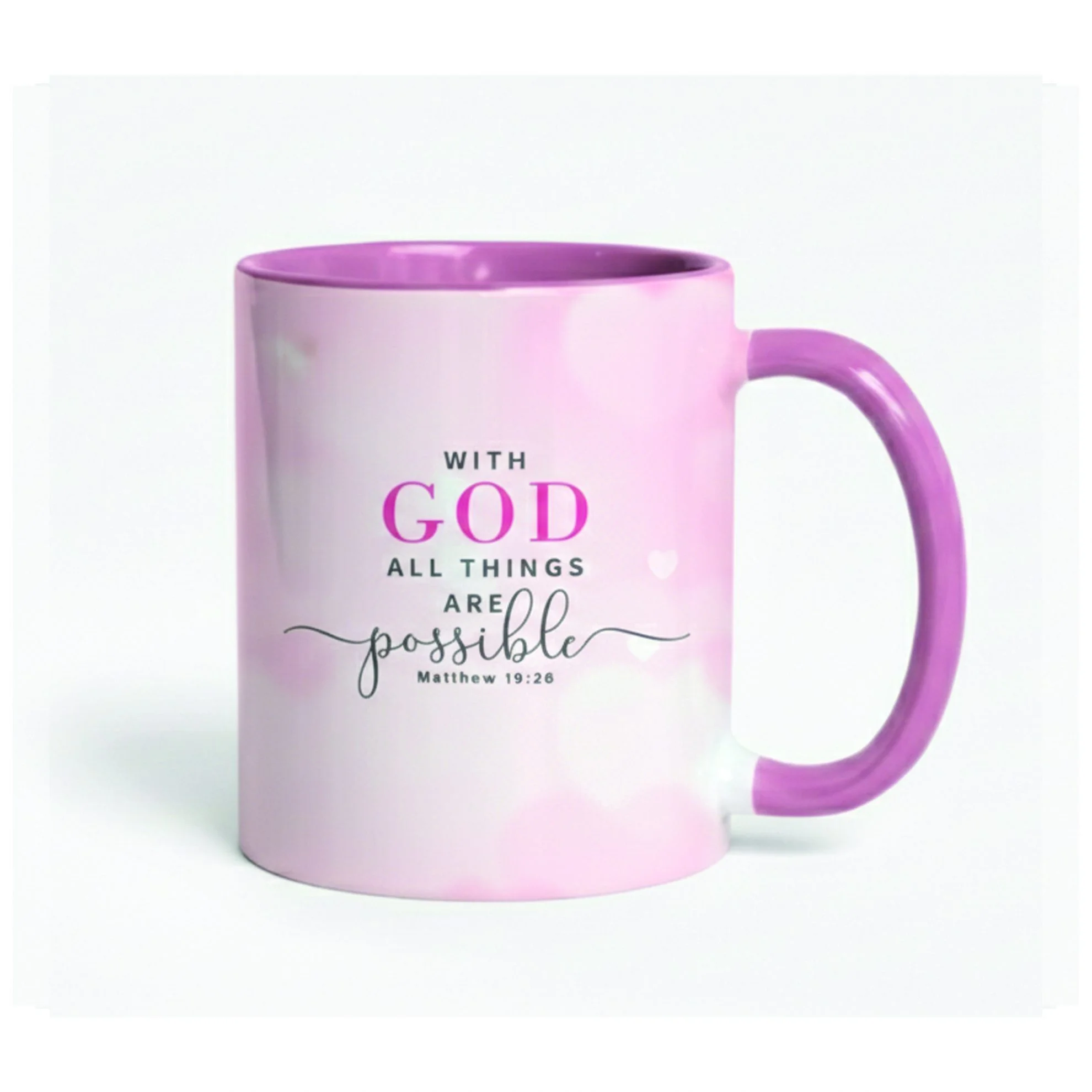Colour Handle Mug - With God all things are possible. Matthew 19:26