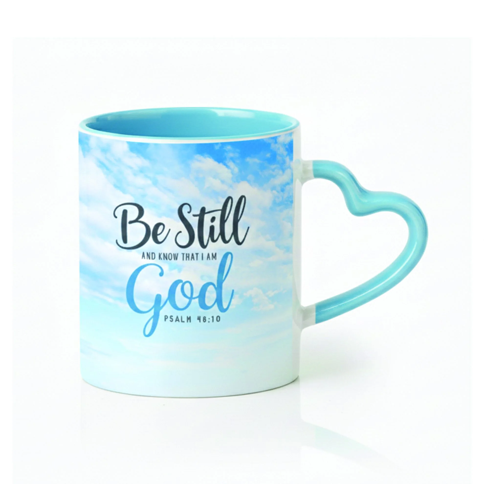 Heart Handle Mug - Be still and know that Iam God. Psalm 46:10