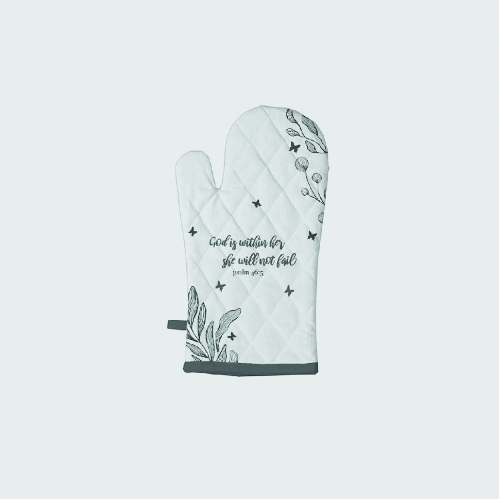 Oven Gloves Pair - God is within her she will not fail. Psalm 46:5