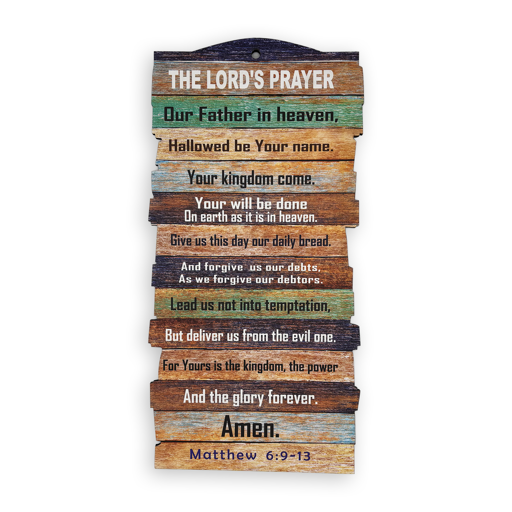 Large Stacked Wooden Plaque - “The Lord’s Prayer” (Matthew 6:9–13)
