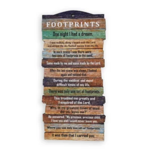 Large Stacked Wooden Plaque – “Footprints”