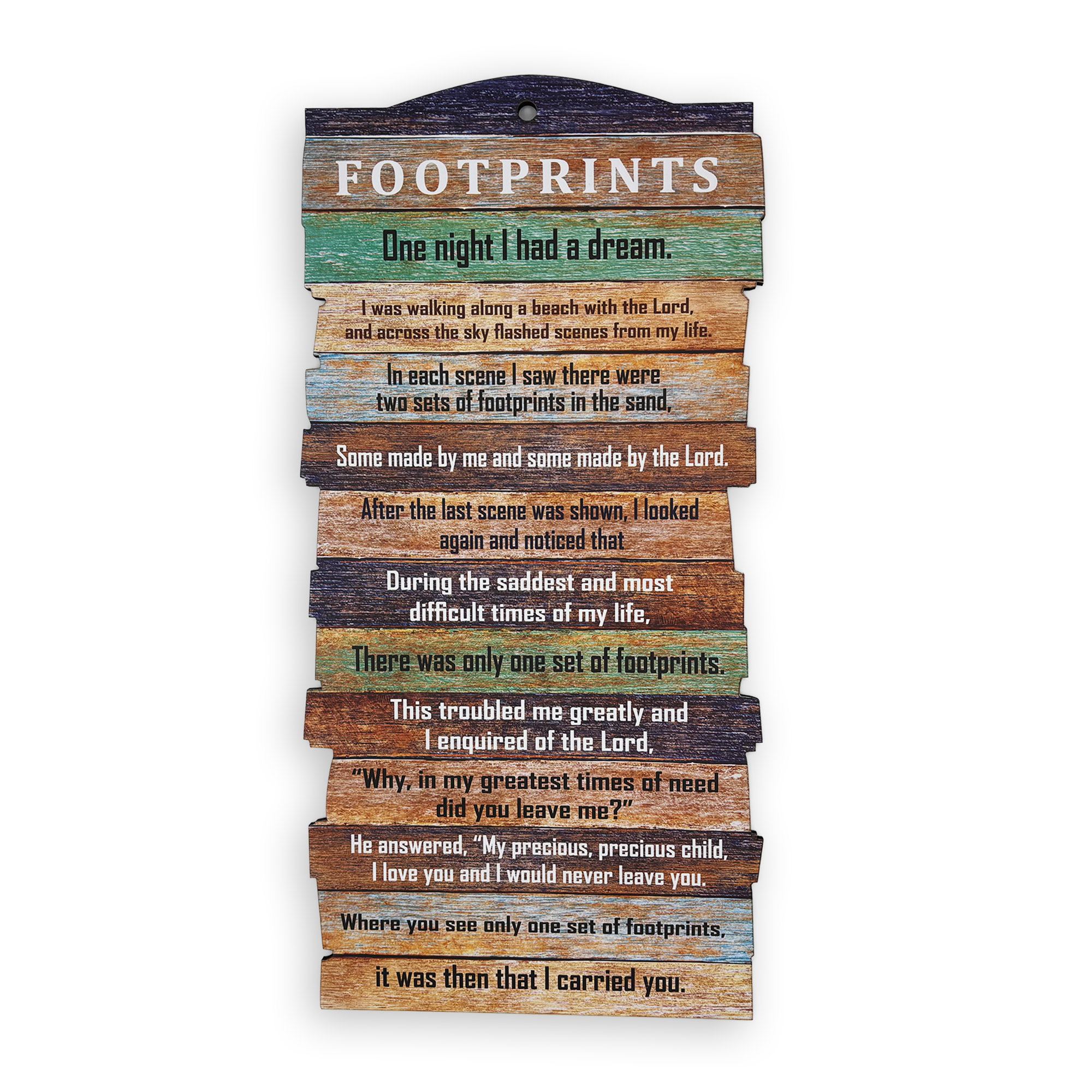 Large Stacked Wooden Plaque – “Footprints”