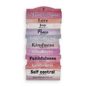 Large Stacked Wooden Plaque – “Fruit of the Spirit” (Galatians 5:22–23)