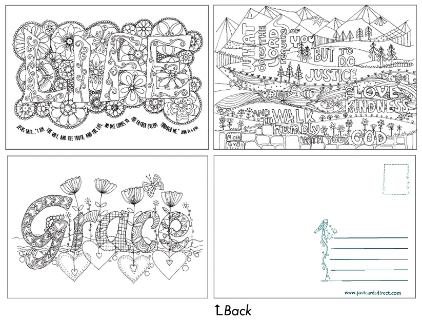 10 Images of Grace Colouring Postcards