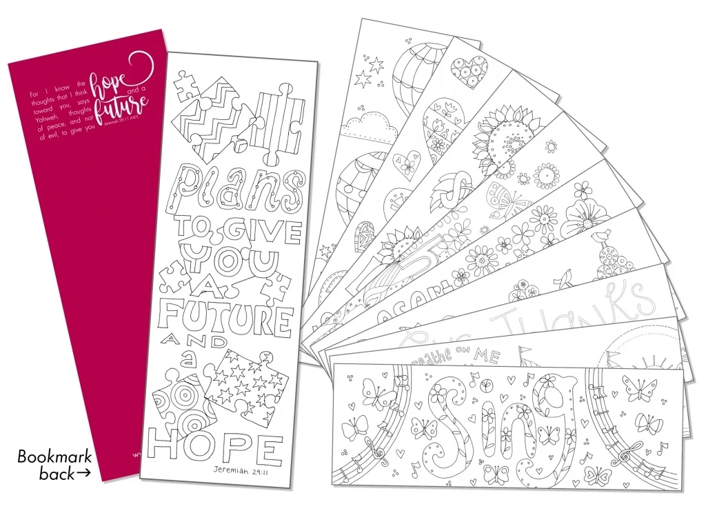 10 Images of Hope Colouring Bookmarks