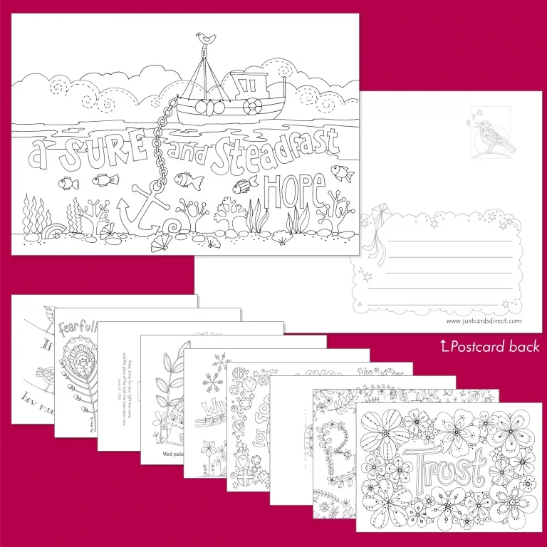 10 Images of Hope Colouring Postcards