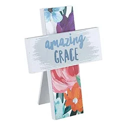 Tabletop Easel Cross - Amazing Grace