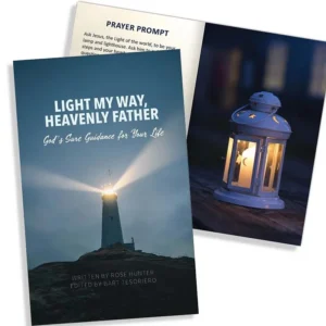A close-up of the Light My Way, Heavenly Father inspirational devotional book, part of our curated collection of faith-based devotionals and journals designed for daily spiritual growth.