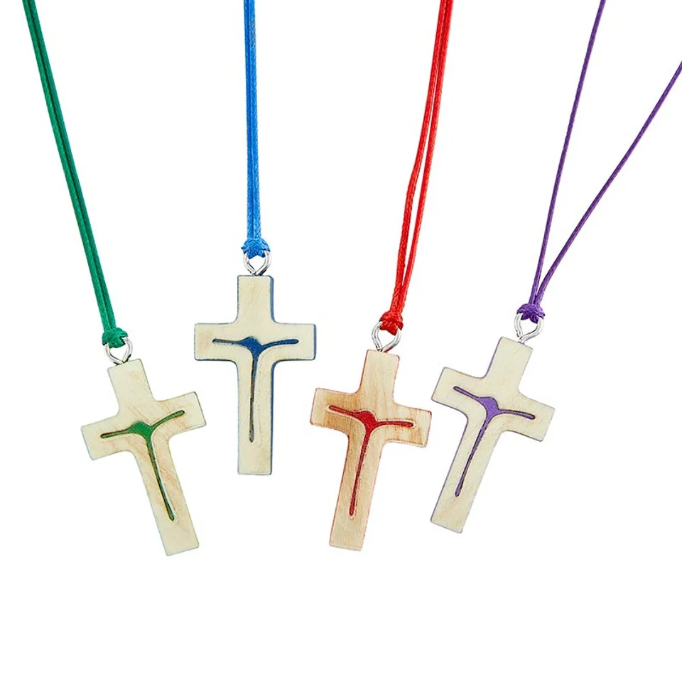 Colourful Stylised Crucifix Pendant Assortment (4 colours) Pack of 24