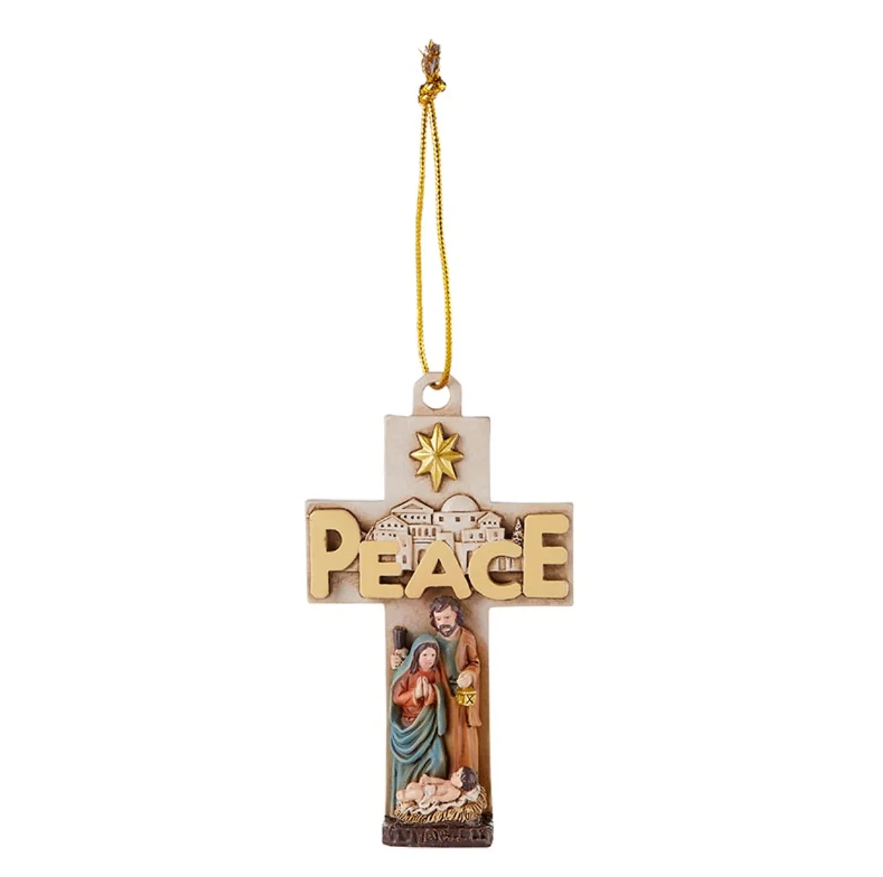 Peace Nativity Cross Ornament