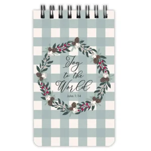 A decorative spiral notepad from the Joy to the World Christmas gifts collection, featuring festive holiday artwork and convenient binding for seasonal note-taking.