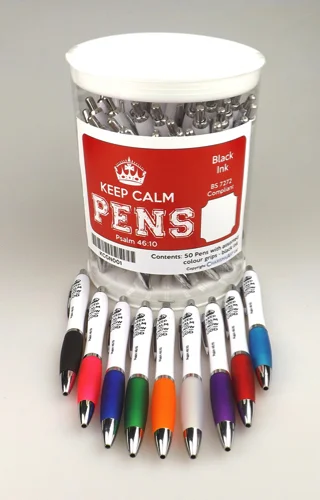 Keep Calm & Know God Pens - 50 Assorted Colours