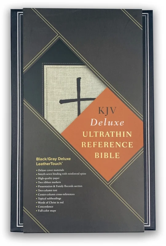 KJV Ultrathin Reference Bible, Black/Grey Deluxe LeatherTouch
