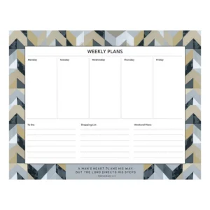 A professional weekly planner notepad titled Man's Heart designed for daily organization, featuring 80 sheets of high-quality paper from our collection of premium notepads and jotters.
