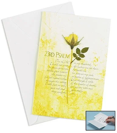 Psalm 23 Prayer - Yellow Rose Greetings Cards
