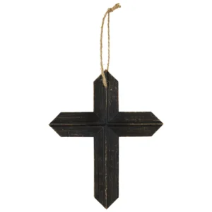 11" Rustic Hanging Cross - Black