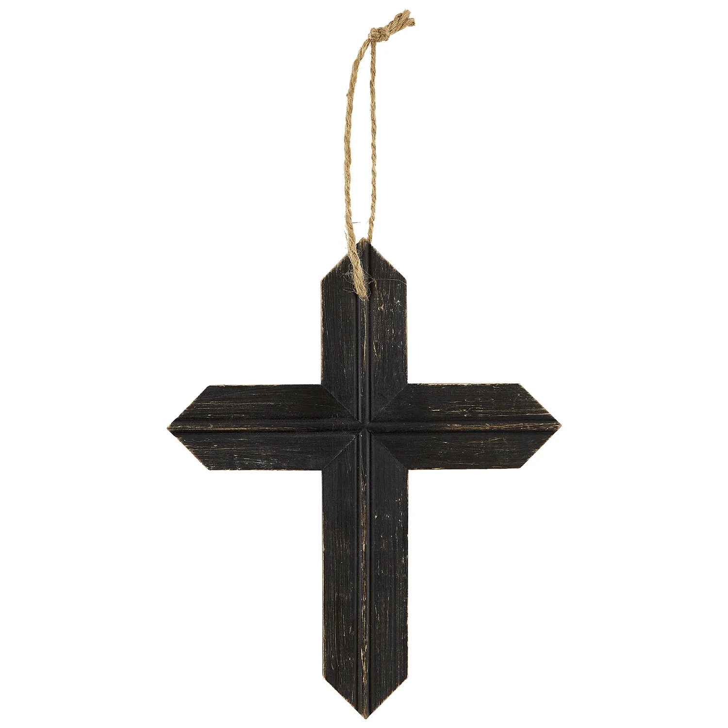 11" Rustic Hanging Cross - Black