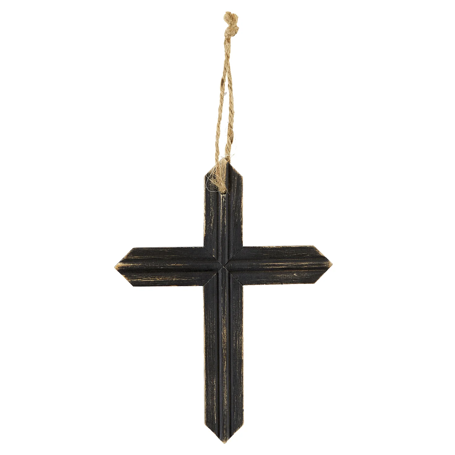 7" Rustic Hanging Cross - Black