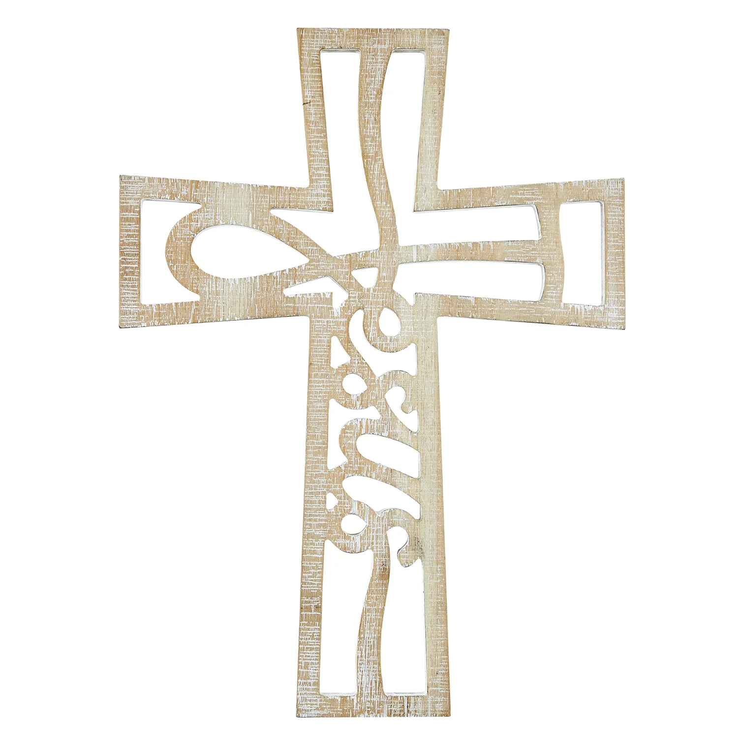 Jesus Wood Wall Cross - White