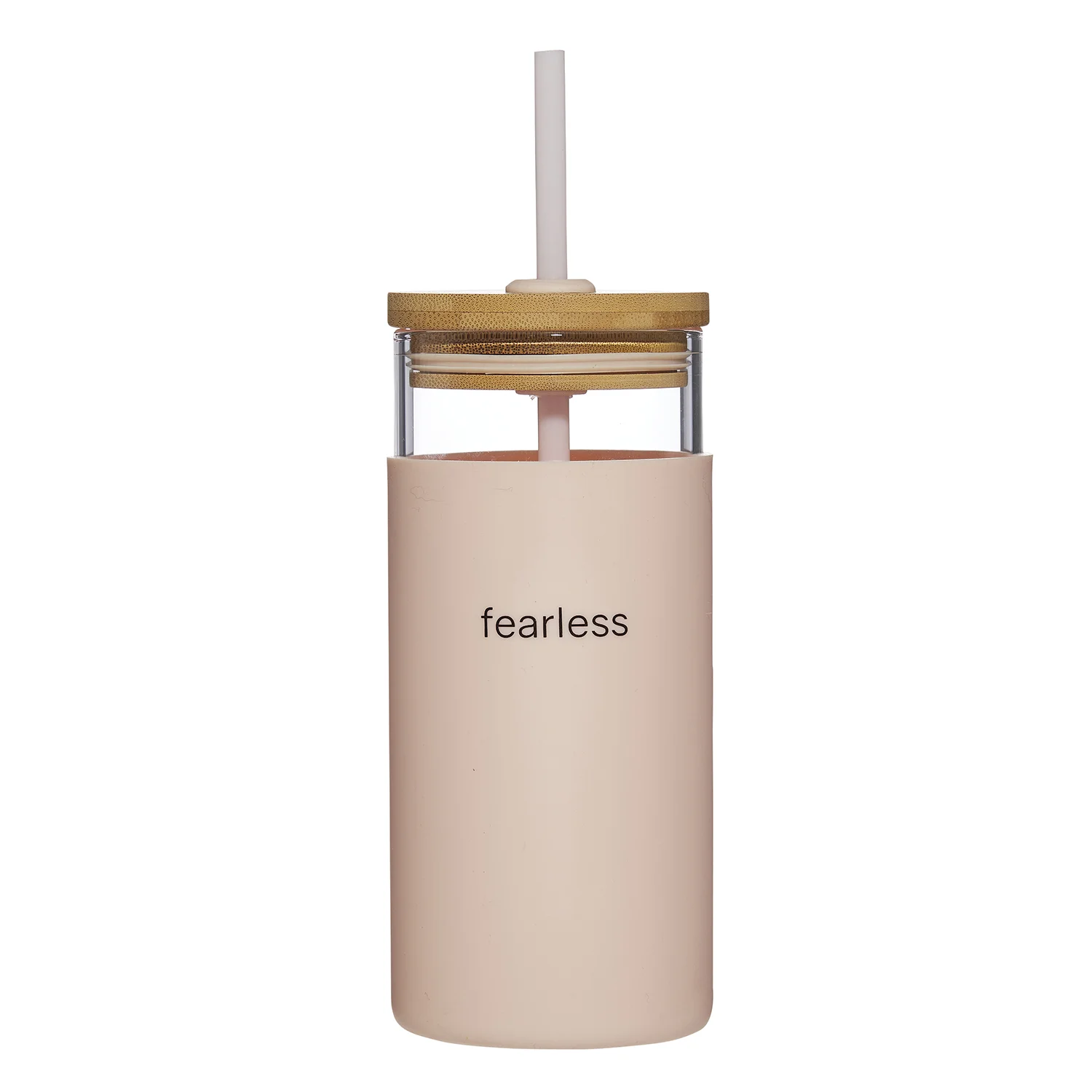 Boxed Glass & Bamboo Tumbler with Straw - Fearless