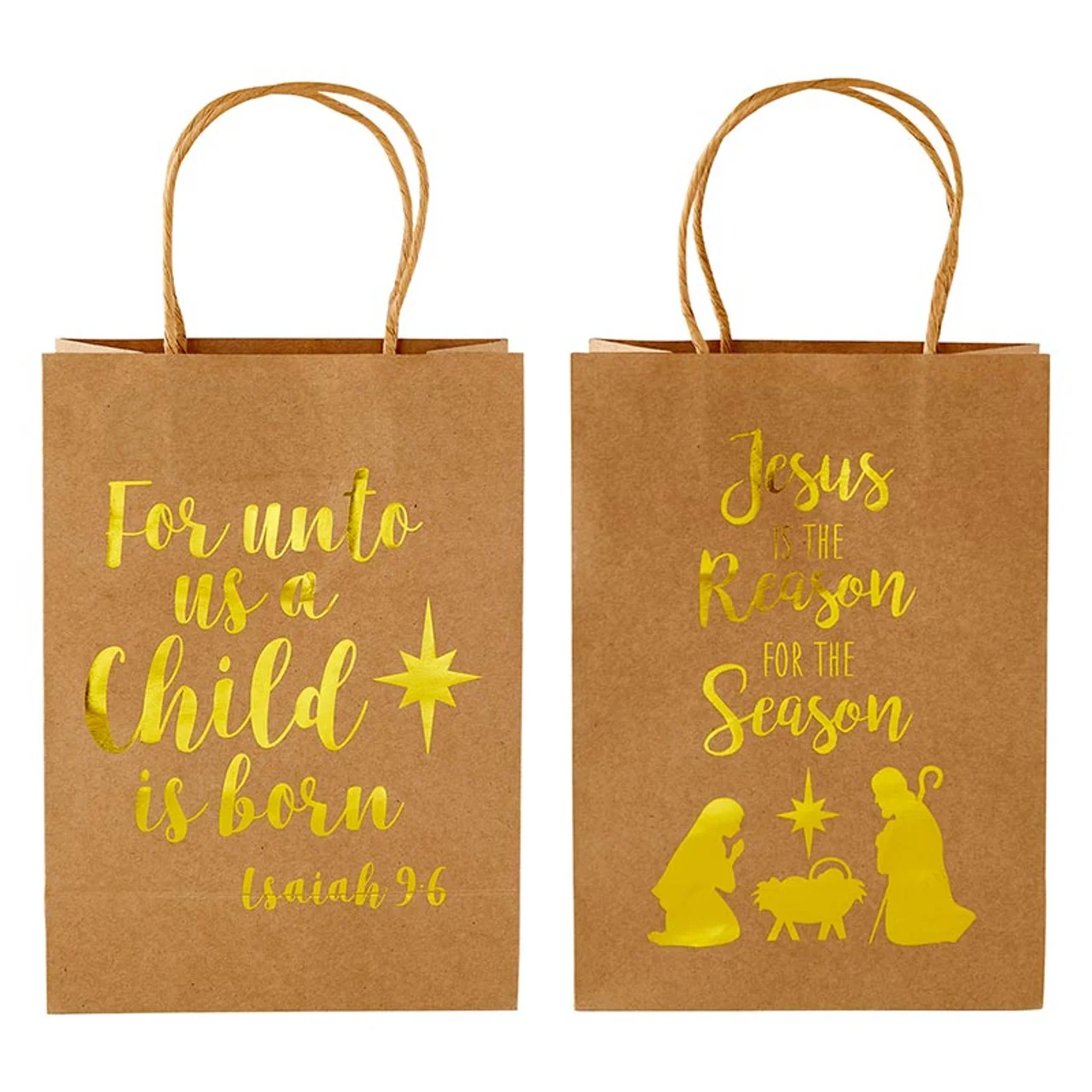 Christmas Kraft Gift Bag Assortment (2 Asst) - 24/pk