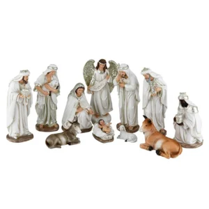 Elegant 11-piece Nativity set, each figurine measuring 6 inches, depicting the Christmas Nativity scene as a thoughtful Christmas gift.