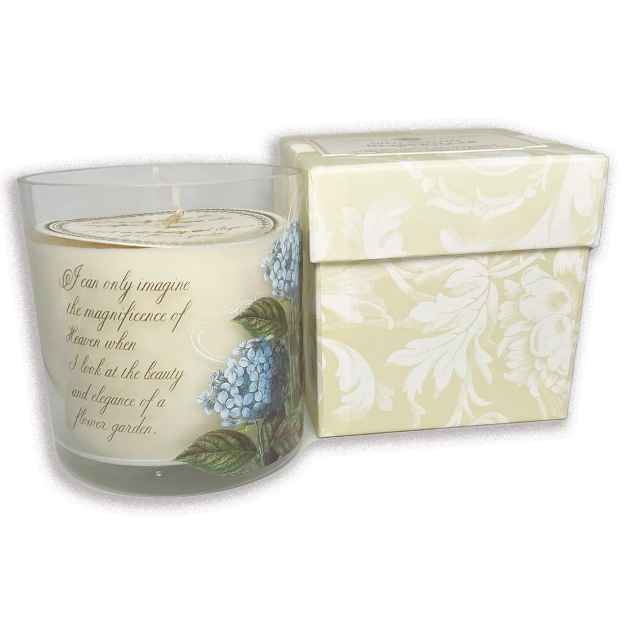 Anna Griffin Glass Pillar 4" Candle - Blue Hydrangea