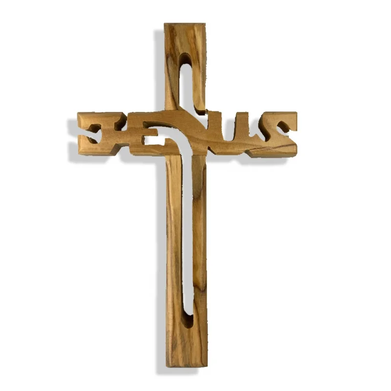 OLIVE WOOD - JESUS CROSS (15cm)
