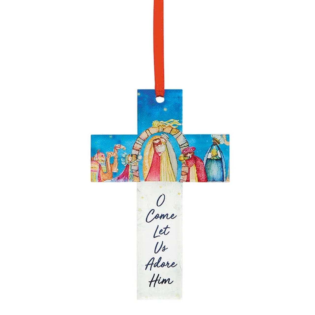 O Come Let Us Adore Him Cross Ornament
