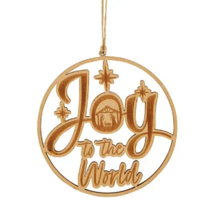 Joy to the World Nativity Laser Wood Christmas Ornament