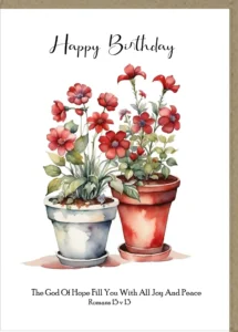 Happy Birthday card featuring a design printed on heavy-duty cardstock, blank inside for a personal message. Perfect for birthday greetings.