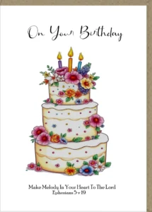 Close-up of a beautiful Birthday Blessings greeting card, ready for a personal message, showcasing its quality cardstock and ideal for celebrating birthdays.