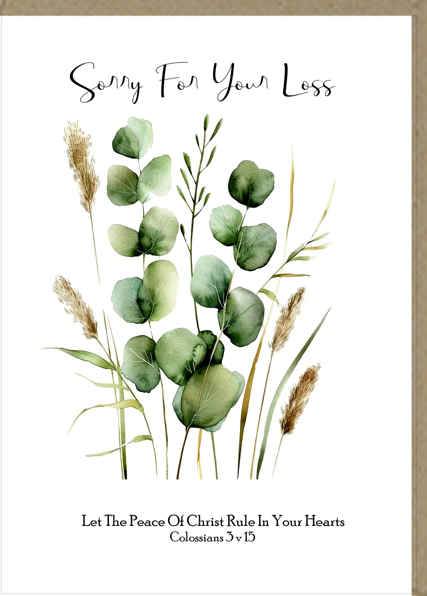 A premium quality 'Sorry For Your Loss' greeting card, crafted on heavy-duty card stock, with a respectful design. The inside is left blank for a personal message, making it a thoughtful way to express sympathy and 'thinking of you' sentiments.