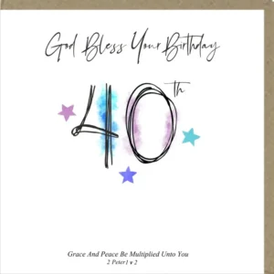 God Bless Your Birthday 40th Greetings Card