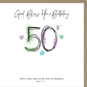 God Bless Your Birthday 50th Greetings Card