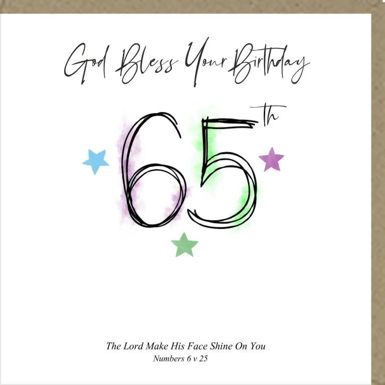 God Bless Your Birthday 65th Greetings Card
