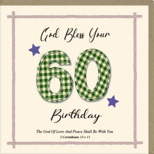 Potty Mouse 'God Bless...' 60th birthday card, featuring a charming illustration, perfect for sending birthday greetings for a milestone 60th birthday celebration.