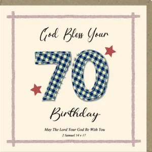 A large format Potty Mouse birthday card featuring the 'God Bless...' design, perfect for celebrating a 70th birthday.