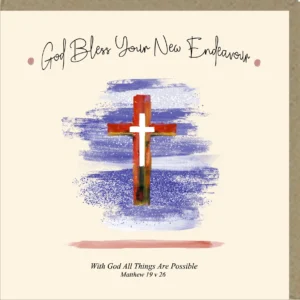 God Bless Your New Endeavour greetings card featuring a charming illustration, perfect for celebrating a new job.