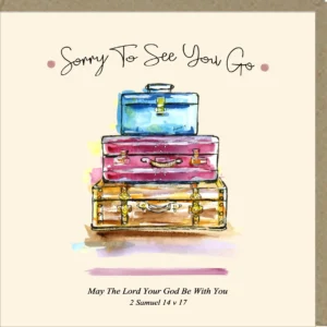 A large format Potty Mouse greetings card designed for 'sorry you're leaving' occasions. The card is blank inside for a personal message.