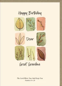 A large-format Happy Birthday birthday card for a great grandma featuring a whimsical Potty Mouse illustration with a blank interior for personalized messages.
