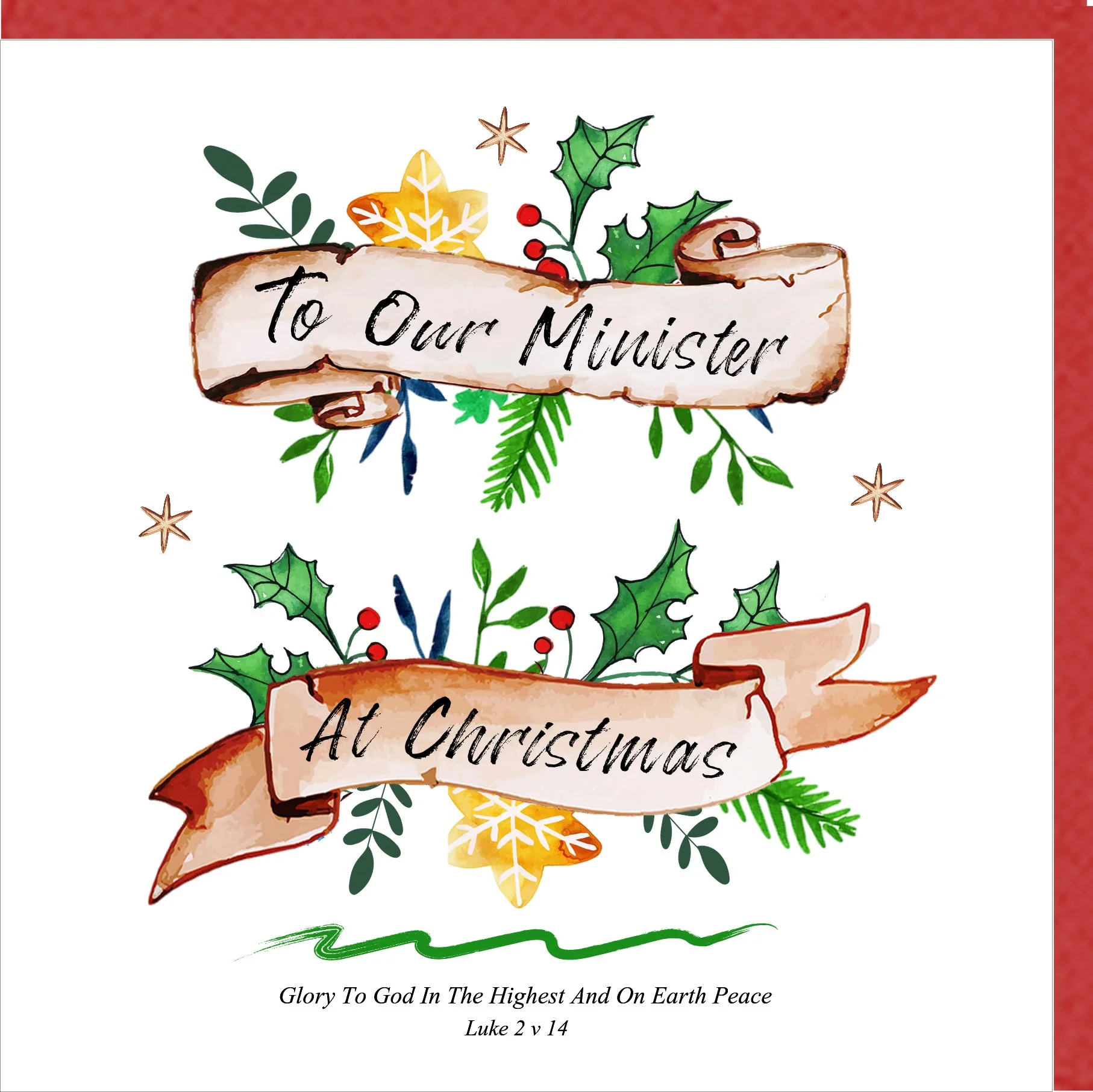 To Our Minister At Christmas Greetings Card