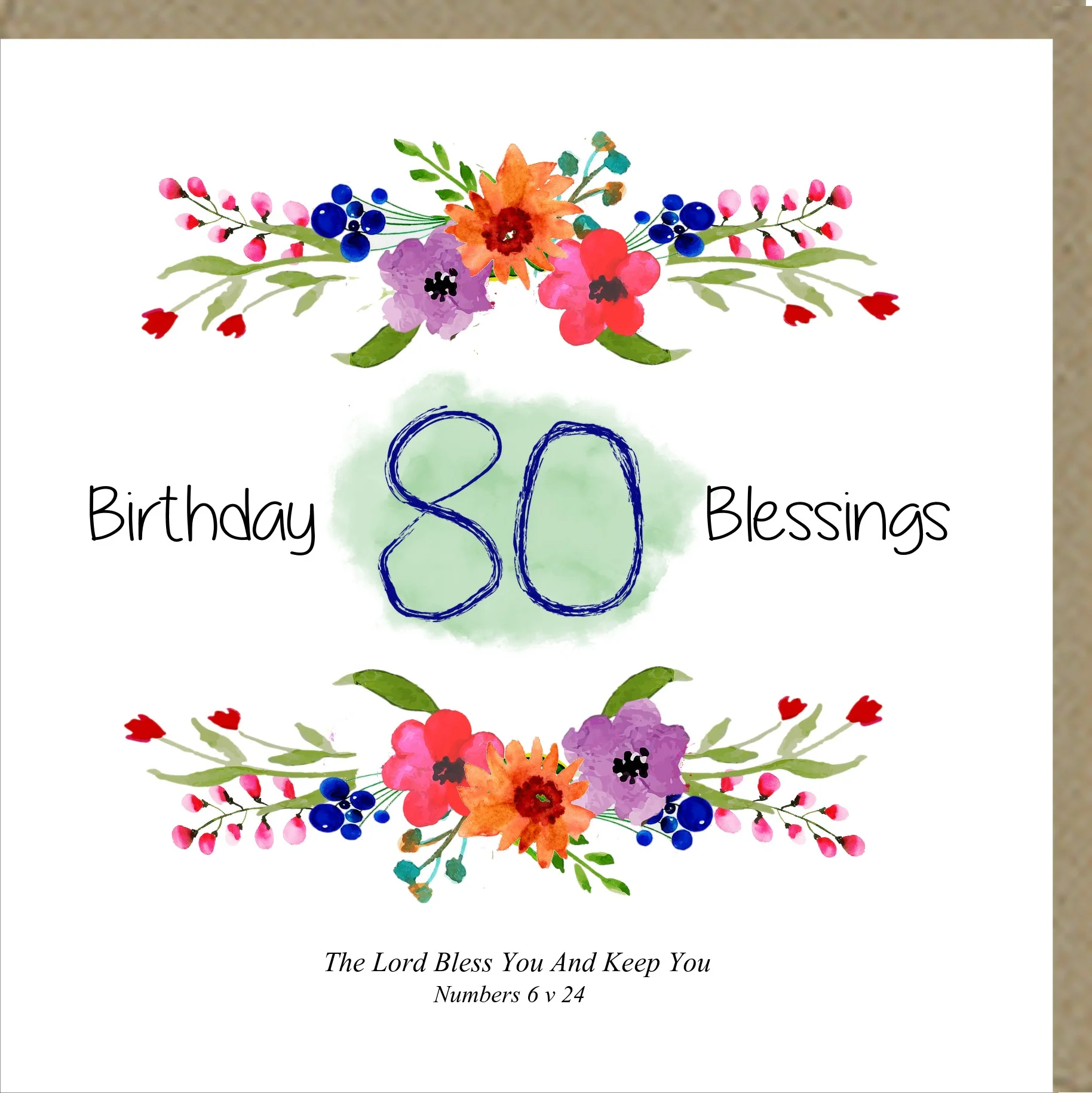 Birthday Blessings 80 - Greetings Card