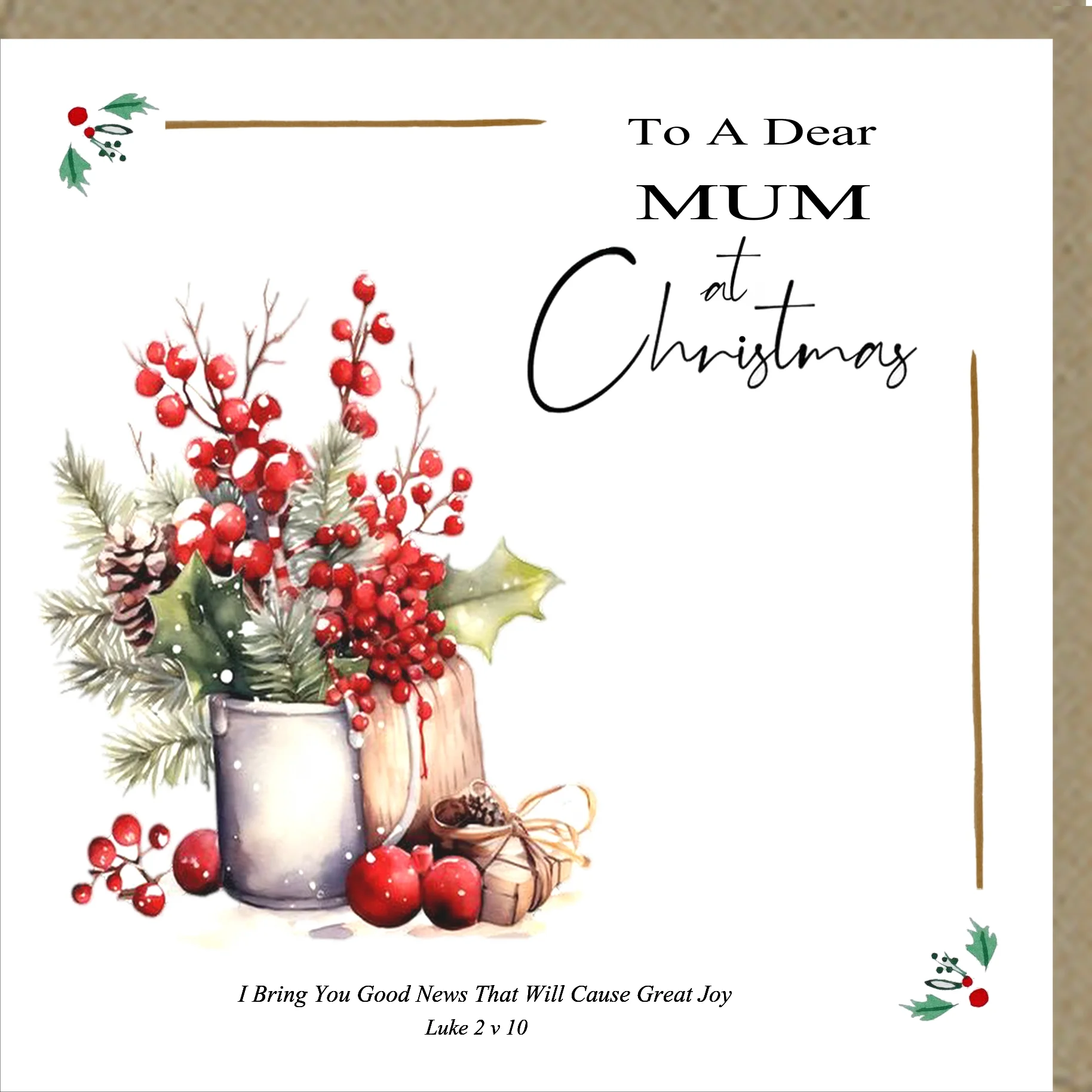 To A Dear Mum at Christmas Greetings Card