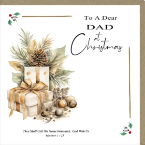 A festive Potty Mouse Christmas card featuring a heartwarming holiday illustration for a father, part of our large-format greeting card collection.