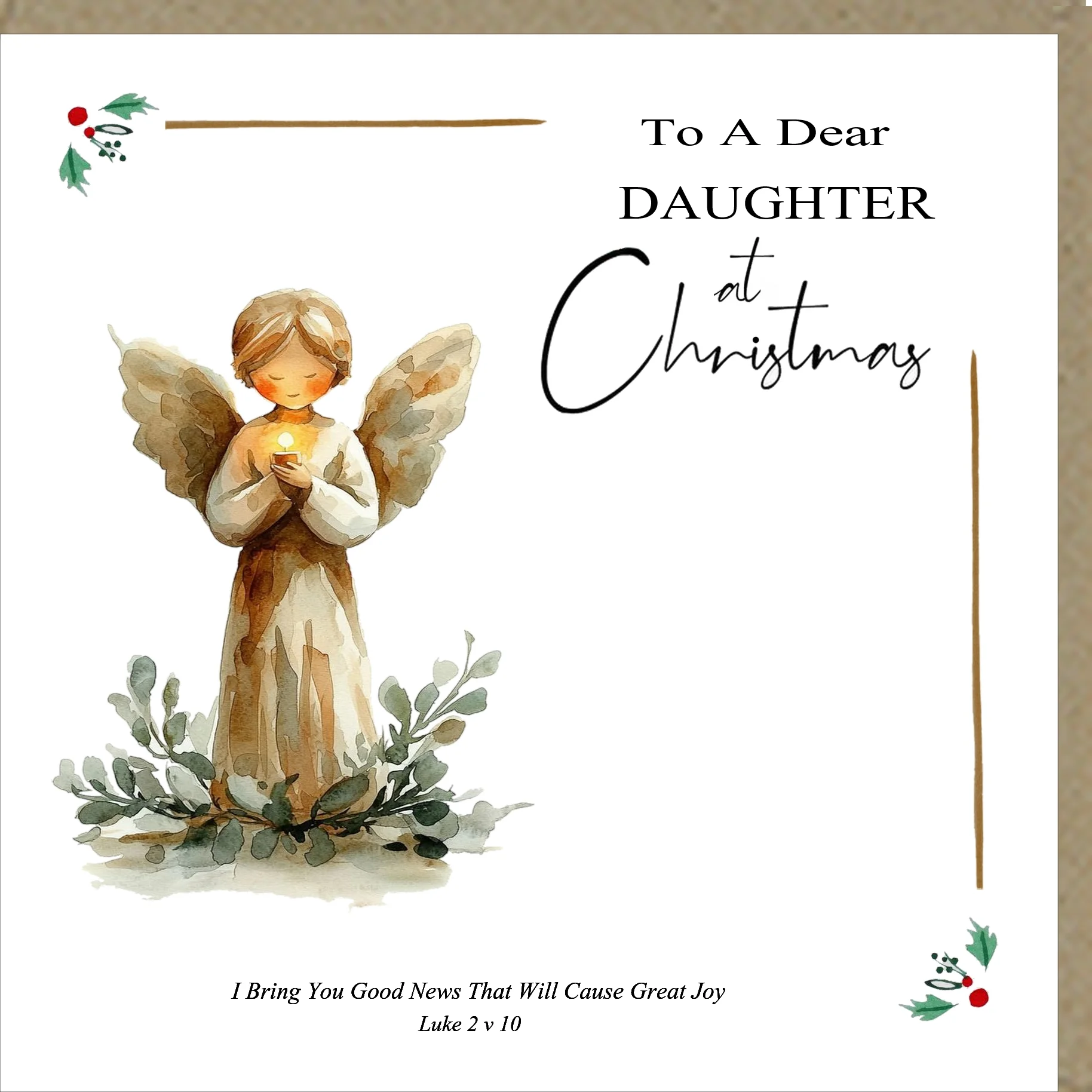 To A Dear Daughter at Christmas Greetings Card