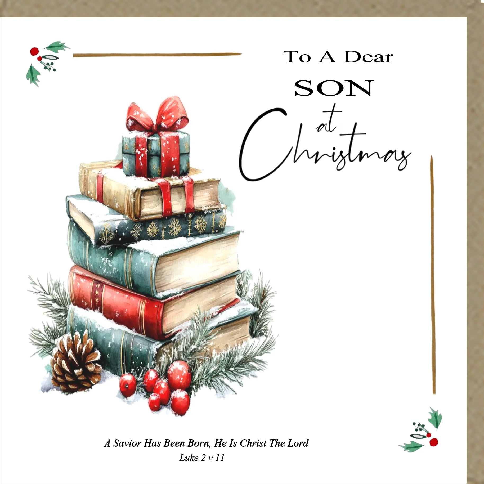 To A Dear Son at Christmas Greetings Card