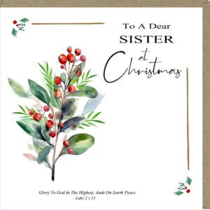 To A Dear Sister at Christmas Greetings Card